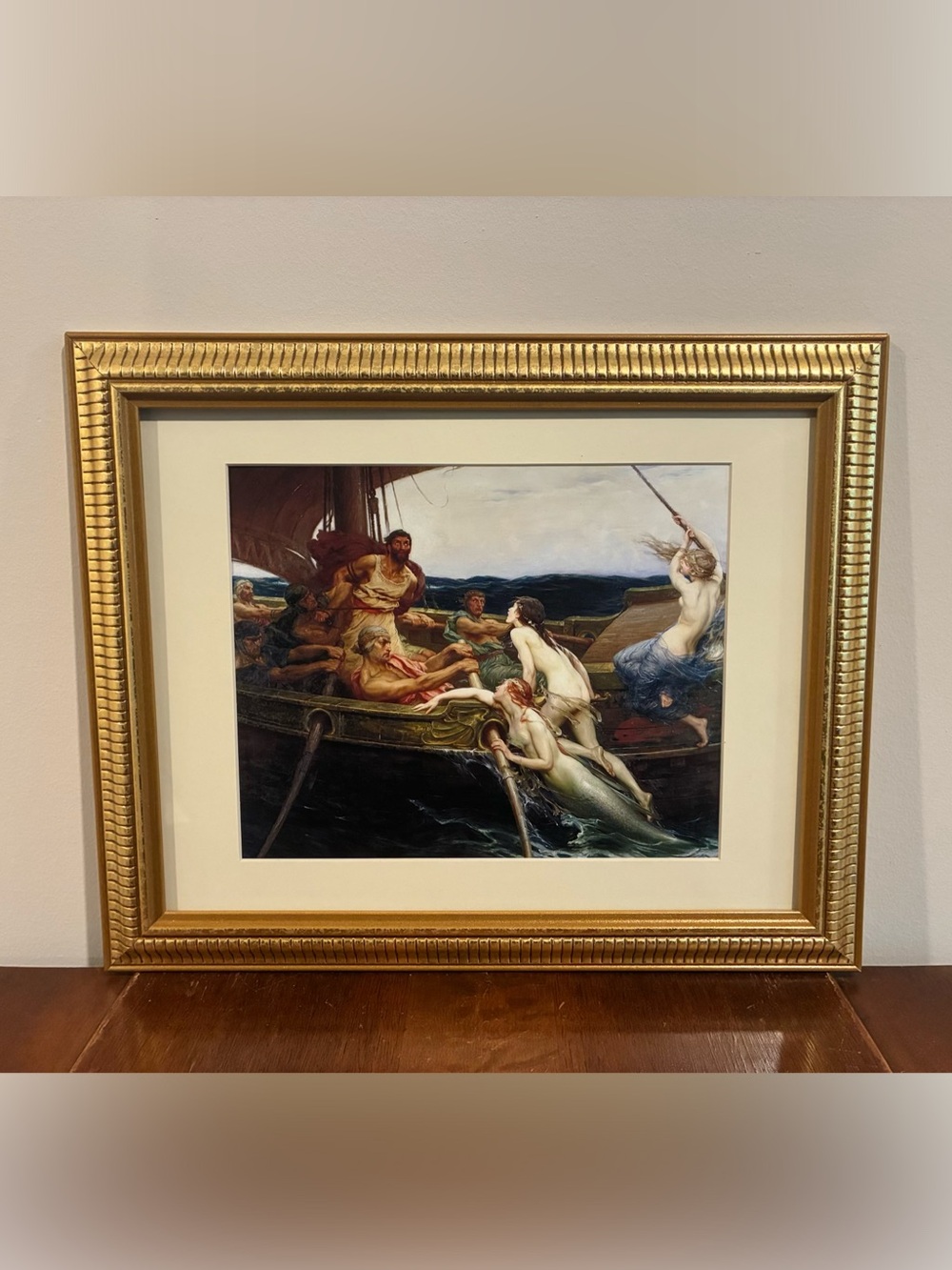 Odysseus & the Sirens Framed Print 16x13 Draper Odyssey Ulysses Gold Wall Art